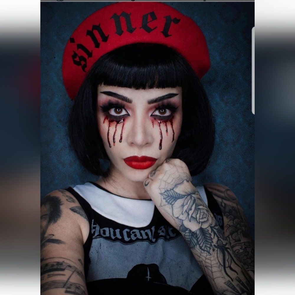 Red SINNER Beret Hat Cap